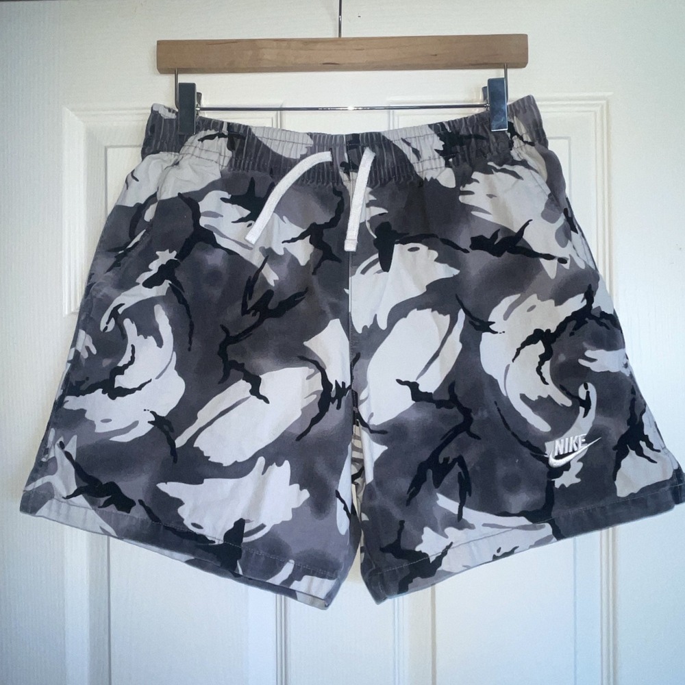 Nike Shorts Men's Club Woven Flow Camo Cool Grey White Black Sz S